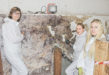 Kolm arhitekti kraapisid Kiiu mõisa trepiseinast välja ajaloolised värvikihid